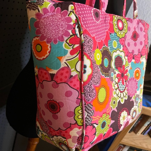 Yarnology Pink and Brown Floral Yarn Tote Bag - Picture 4 of 7